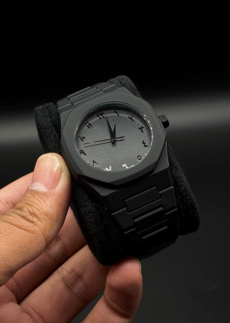 Full Black Aura Quartz Watch – Lightweight Design, , Premium Quality & Finish