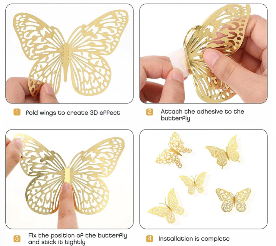 3d Wall Stickers Hollow Butterfly For Kids Rooms Home Wall Decor Diy Fridge Stickers Room Decoration
